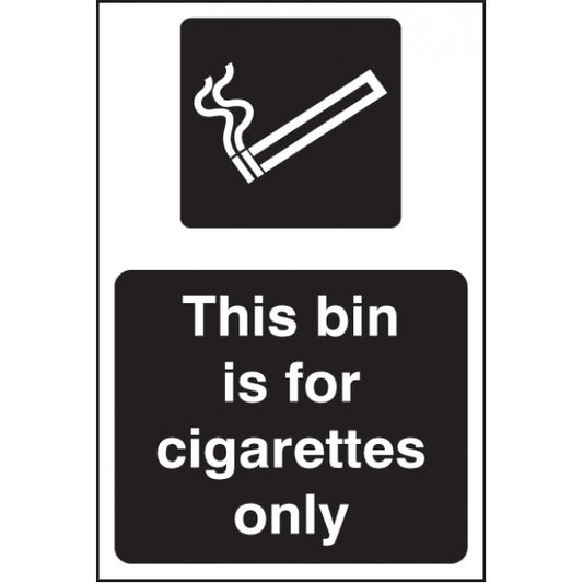 This bin is for cigarettes only (white/black) (3258)