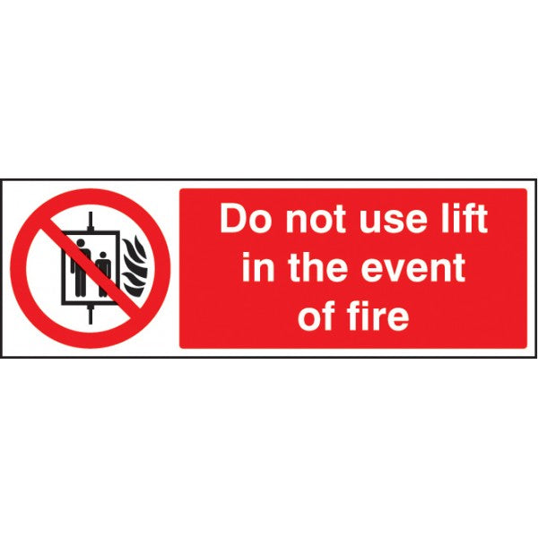 Do not use lift in the event of fire (3653)