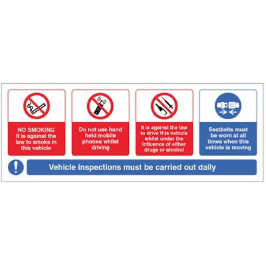 Vehicle sticker - no smoking, mobile phone, drink/drugs - wear seatbelt (3669)