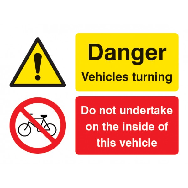 Do not undertake on the inside of this vehicle Danger vehicle turning (4046)
