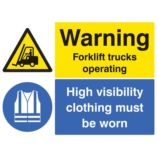Warning Forklift trucks operating High visibility clothing must be worn beyond this point (4047)