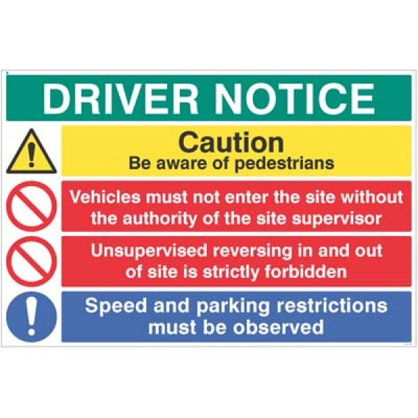 Driver notice Be aware of pedestrians, Unsupervised reversing forbidden… (4304)