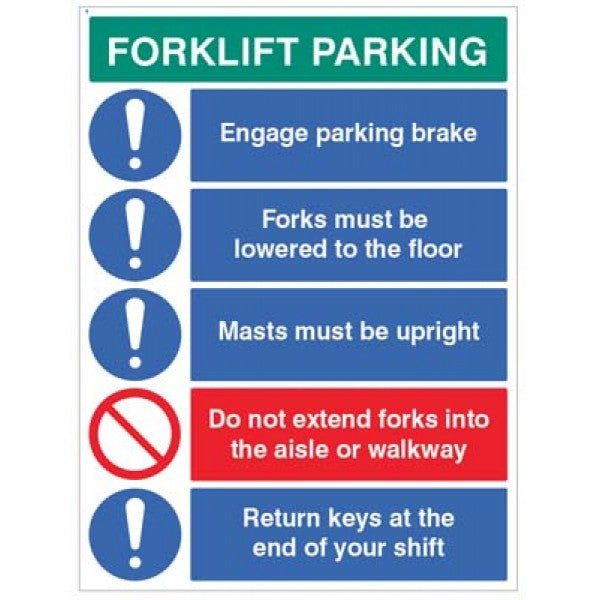 Forklift Parking Engage brakes, lower forks, return keys… (4310)
