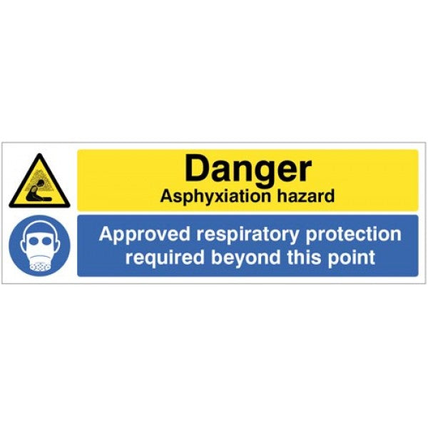 Danger Asphyxiation hazard Approved respiratory protection required beyond this point (4327)