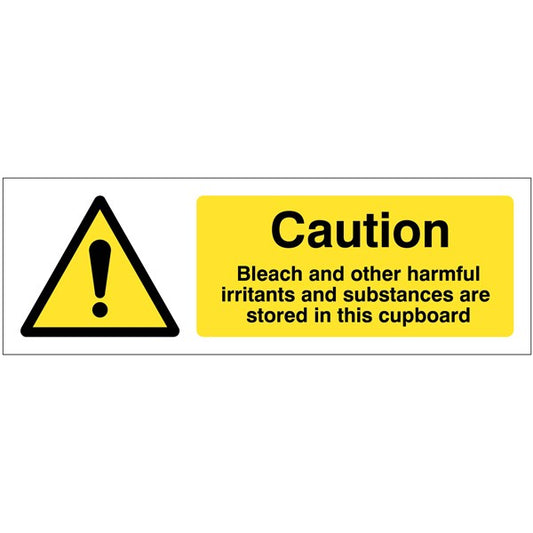 Caution Bleach and other harmful irritants and substances are stored in this cupboard (4400)