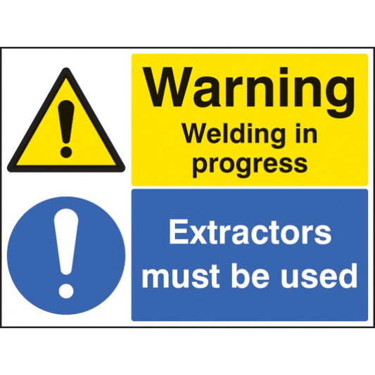 Warning welding in progress extractors must be used (4527)