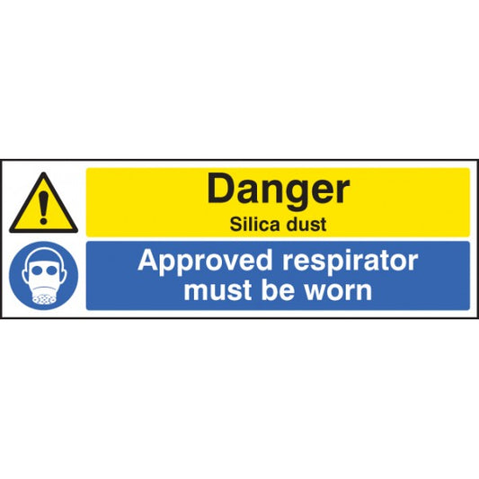 Danger silica dust Approved respirator must be worn (4530)