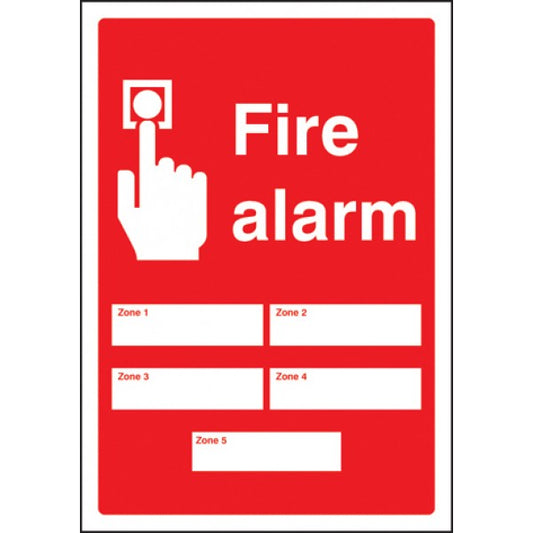 Fire alarm 5 zones adapt-a-sign 215x310mm (1043)