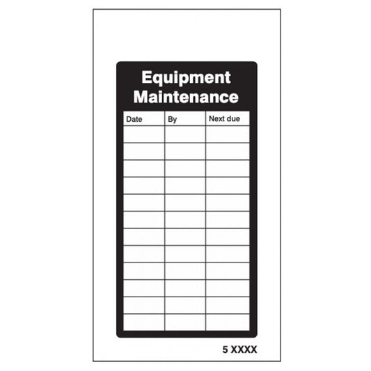 Equipment Maintenance Record Tags  (pack of 10) 80x150mm with cable ties (1102)