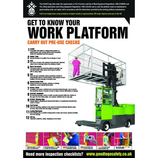 GTG Forklift Work Platform Inspection poster 420x594mm synthetic paper (1390)