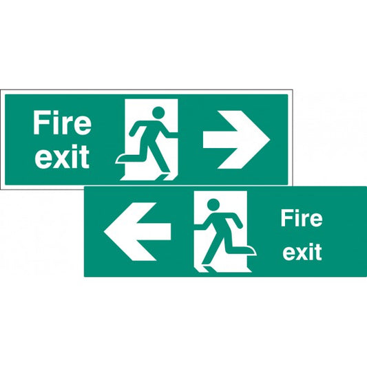 Fire exit double sided with arrow 1200x400mm 5mm rigid (2100)