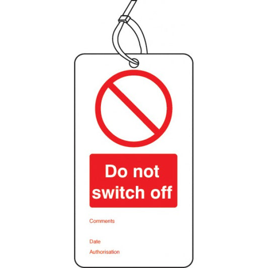 Do not switch off double sided safety tags (pack of 10) (3420)