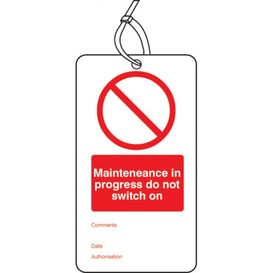 Maintenance in progress double sided safety tags (pack of 10) (3423)