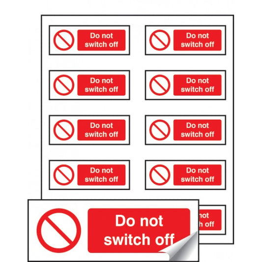 Do not switch off sheet of 10 labels 40x18mm (3436)