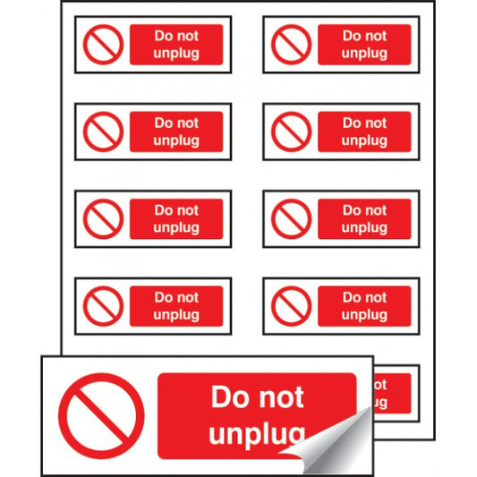 Do not unplug sheet of 10 labels 40x18mm (3438)