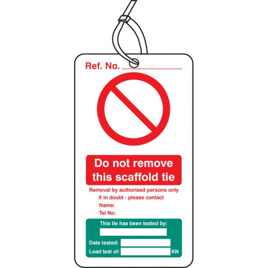 Scaffold Tie Test double sided safety tags (pack of 10) (3444)