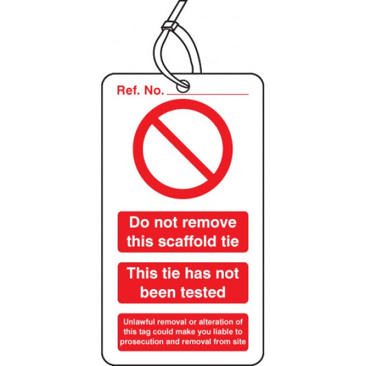 Scaffold Tie Do not remove double sided safety tags (pack of 10) (3445)