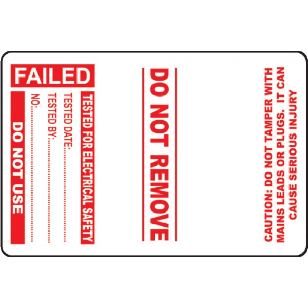 100 PAT Test Cable Wrap Labels - Failed 75x50mm (4043)