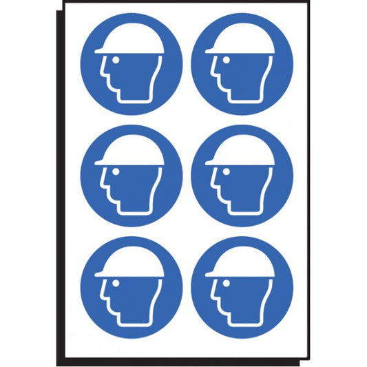 Safety helmet symbol 100mm dia - sheet of 6 (5038)
