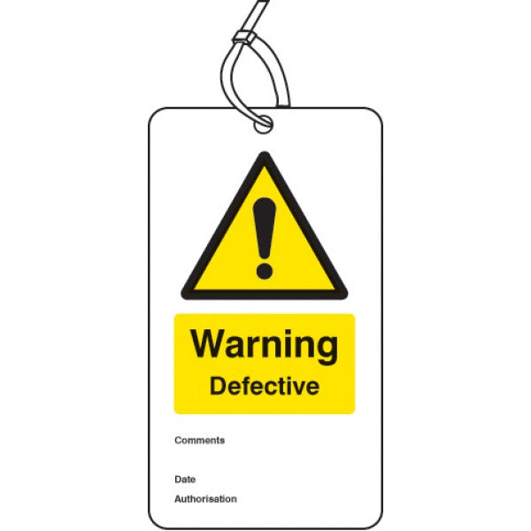 Warning defective double sided safety tags (pack of 10) (5058)