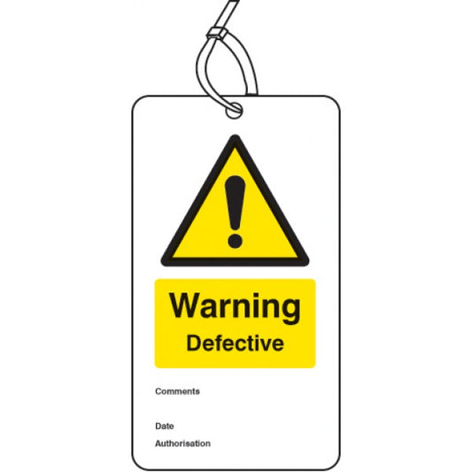 Warning defective double sided safety tags (pack of 10) (5058)