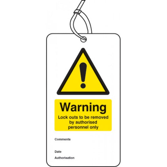 Warning lockout to be removed etc.. double sided safety tags (pack of 10) (5063)