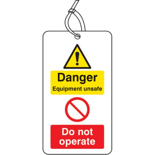 Danger equipment unsafe do not operate D/S tag pk of 10 (5065)