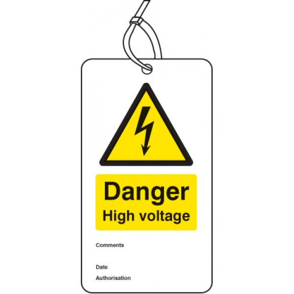 Danger high voltage double sided safety tags (pack of 10) (5068)