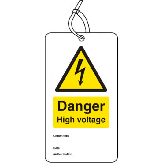 Danger high voltage double sided safety tags (pack of 10) (5068)