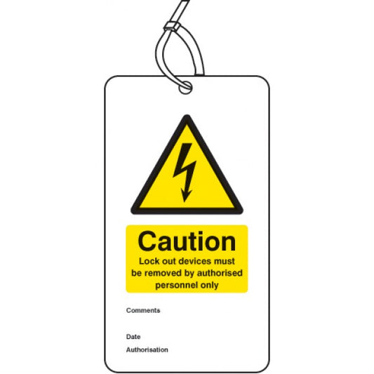 Lockout Tag - Lock out device must be removed by... (80x150mm) Pk of 10 (5074)