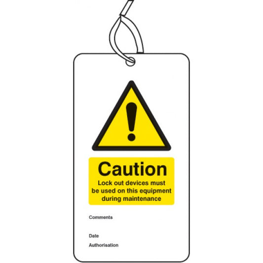 Lockout Tag - Lock out device must be used on this equipment... (80x150mm) Pk of 10 (5075)