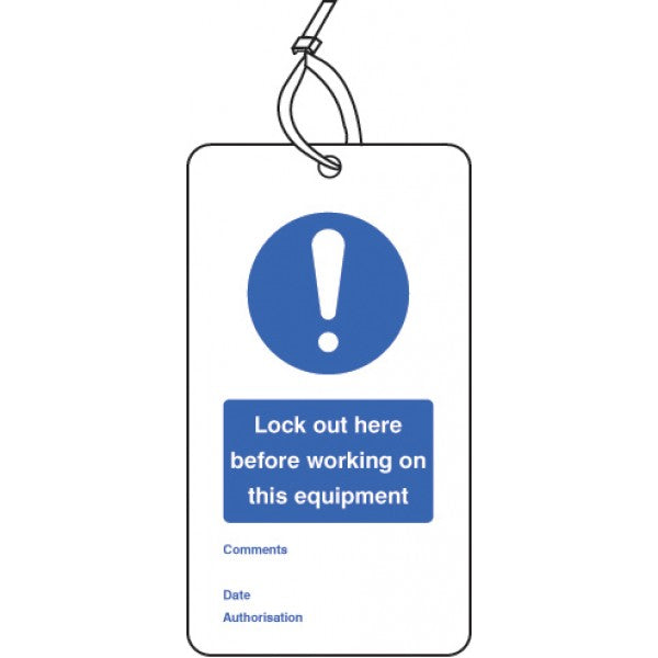 Lockout Tag - Lock out here before working on... (80x150mm) Pk of 10 (5076)