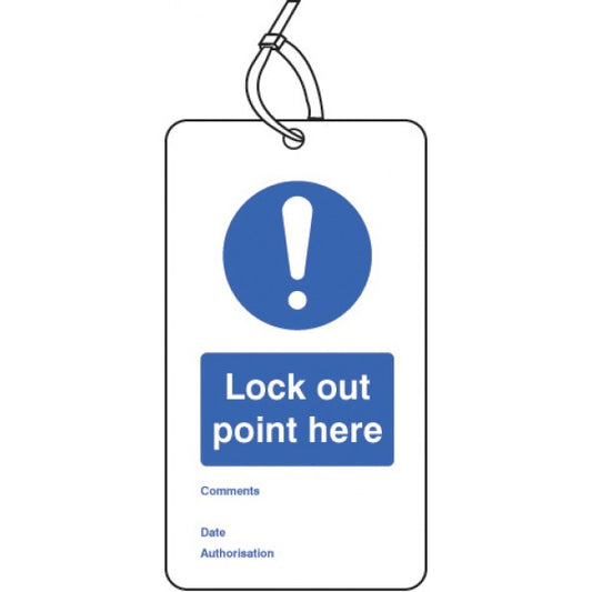 Lockout Tag - Lock out point here (80x150mm) Pk of 10 (5077)