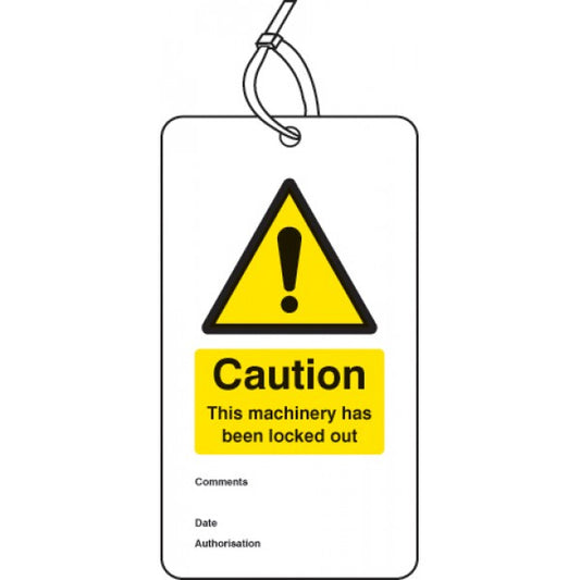 Lockout Tag - Caution this machinery has been locked out (80x150mm) Pk of 10 (5082)