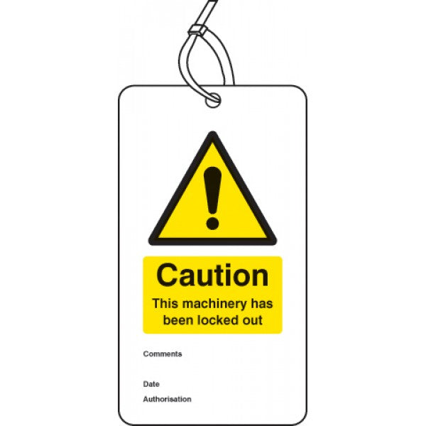 Lockout Tag - Caution this machinery has been locked out (80x150mm) Pk of 10 (5082)