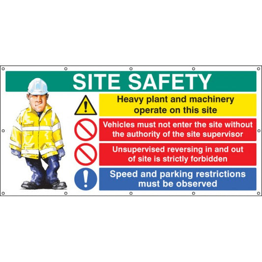 Site Safety banner  (as 6415) c/w eyelets (5084)