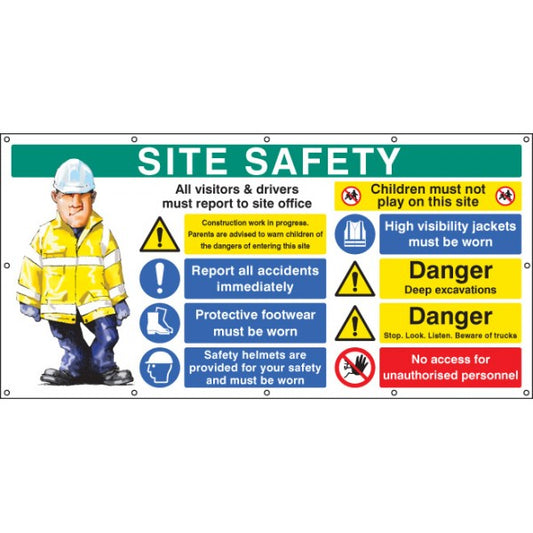 Site Safety banner (as 58038) c/w eyelets (5085)