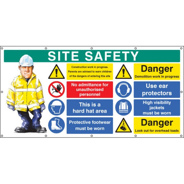 Site Safety banner (as 58037) c/w eyelets (5086)