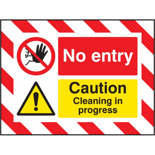 Door Screen Sign- No entry Caution cleaning in progress 600x450mm (5135)