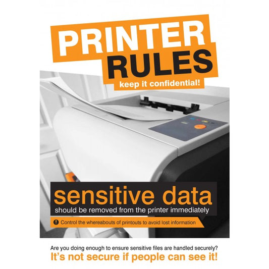 Data security poster - Printer rules - 420x594mm synthetic paper (5635)