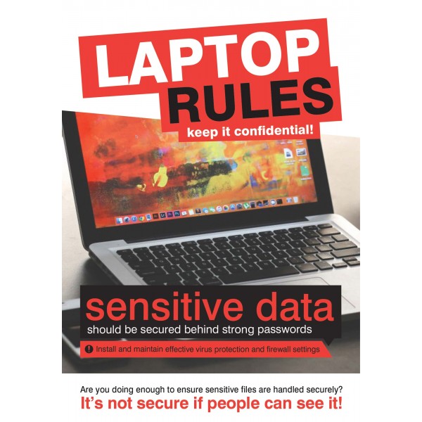 Data security poster - Laptop rules - 420x594mm synthetic paper (5637)
