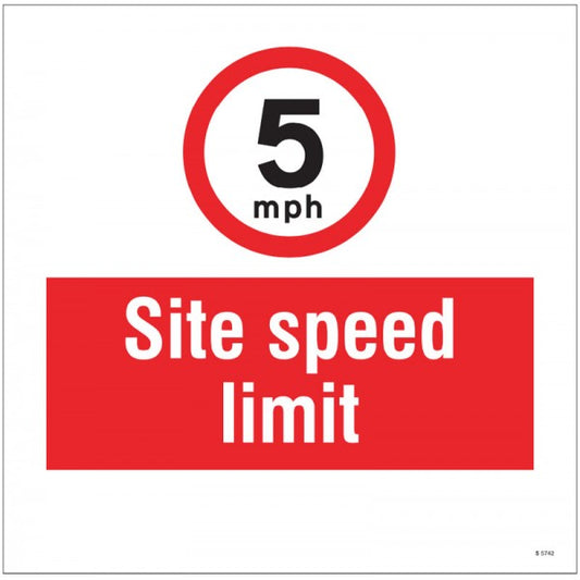 5mph Site speed limit, site saver sign 400x400mm (5742)