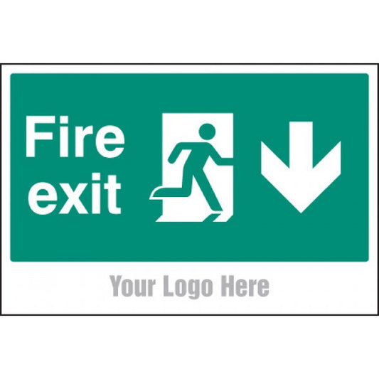 Fire exit, arrow down, site saver sign 600x400mm (5792)