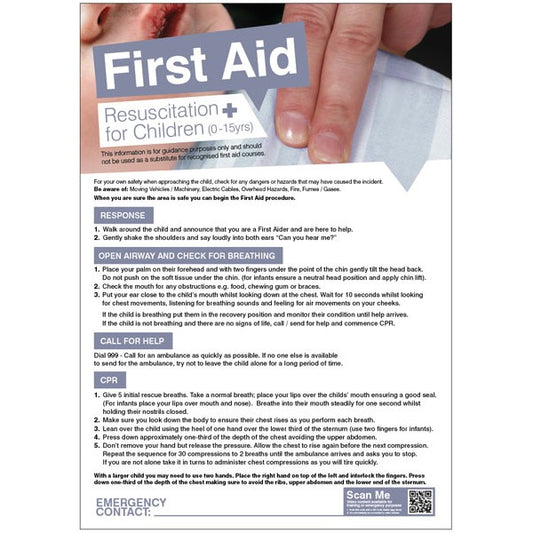 First aid resuscitation for children 420x594mm poster (5907)