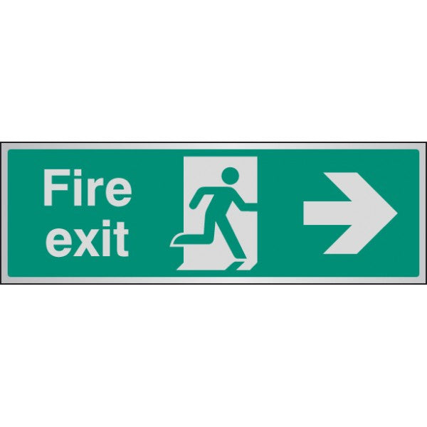 Fire exit arrow right aluminium 300x100mm (5923)
