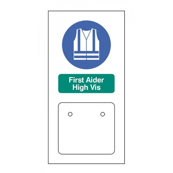 PPE Station - First Aider High Vis - Single Hook on 80x160mm 10mm foam pvc (5936)