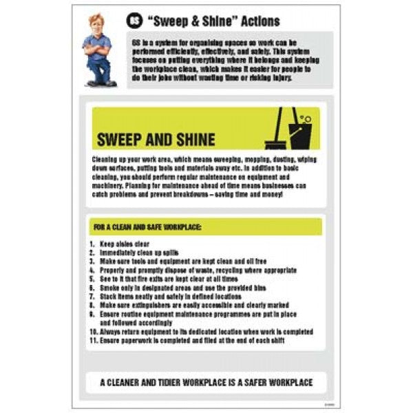 6S Sweep & Shine Actions Information Poster 400x600mm rigid plastic (5943)