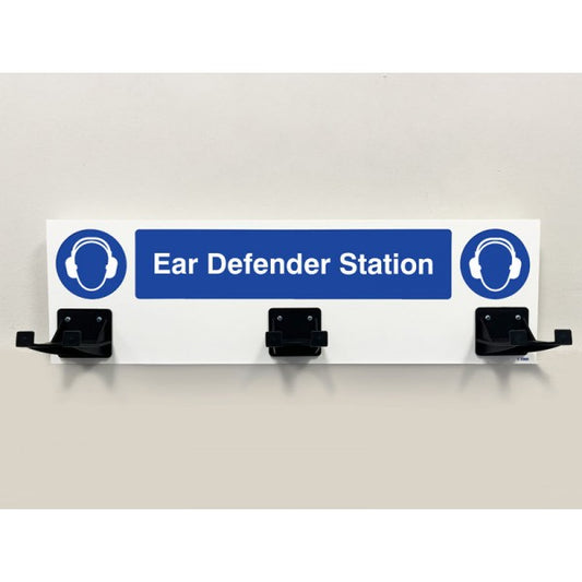 PPE Station - Ear Defenders - 3 Hooks on 540x160mm 10mm foam pvc (5980)