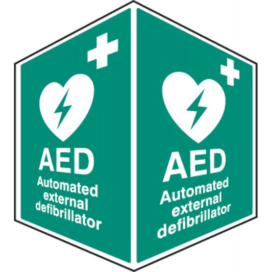 AED emergency defibrillator - projecting sign (6093)