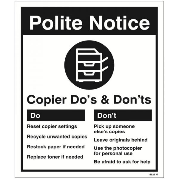 Photocopier - Do's & Don'ts (5629)